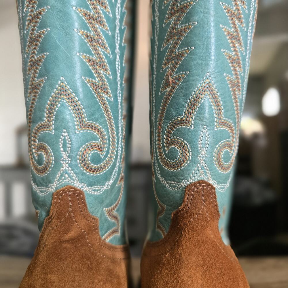 Ariat Ambrose Western Boots Womens Size 6 Penny Suede Pale Turquoise NWT - Picture 11 of 16